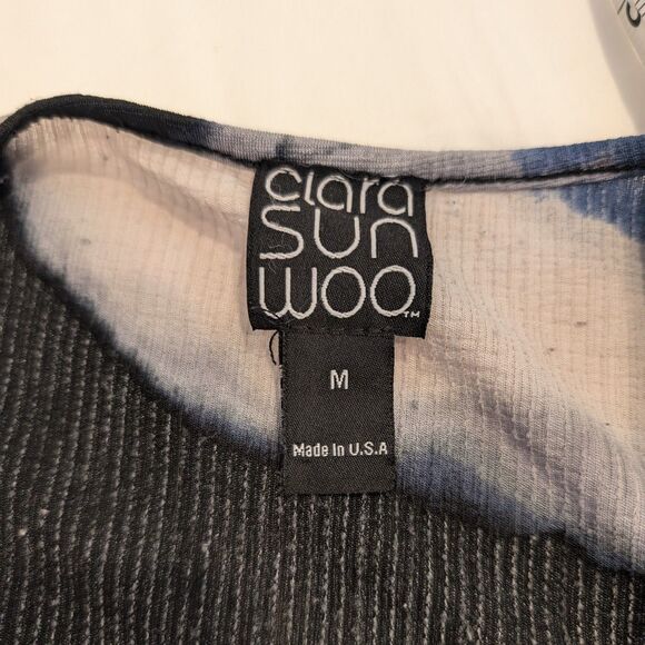 Clara Sun Woo Abstract Pattern Tie Dye Batwing Asymmetrical Blouse - Picture 7 of 9